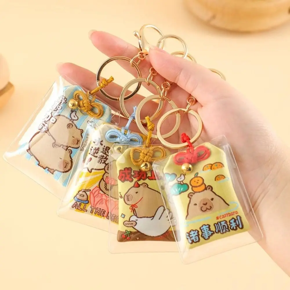 Kawaii Amulet Capybara Keychain Kapibara Bless OMaMoRi Capybara Pendant Creative Cute Acrylic Capibara Keyring Car Key Pendant