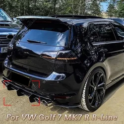 For VW Golf 7 MK7 R R-Line 2013 2014 2015 2016 Car Rear Bumper Diffuser Flag Spoiler Splitter Car Styling Black ABS Plastics
