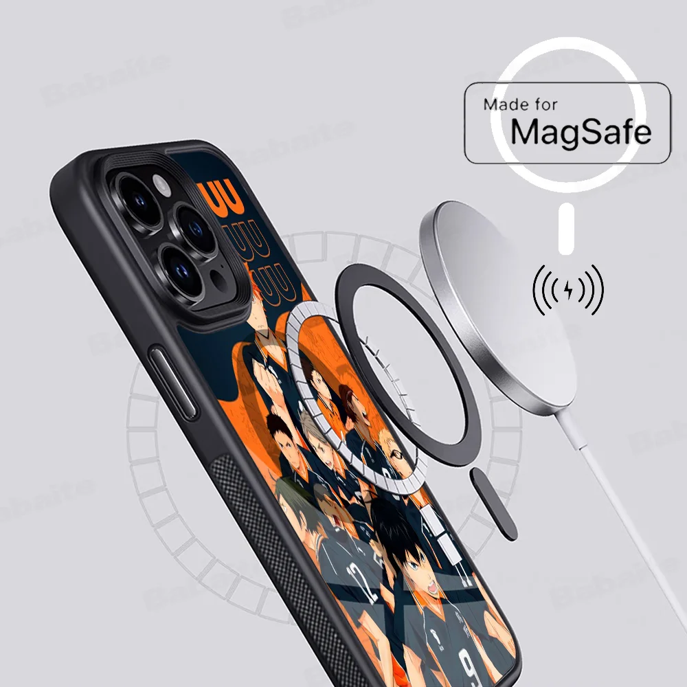 Anime H-Haikyuu Phone Case Magesafe Magnetic Wireless Charge Case For IPhone 16 11 12 13 14 15 Pro Max Plus Mini