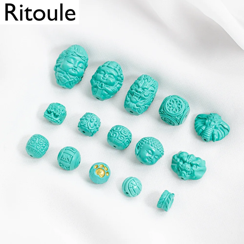 1piece Magnesite optimization turquoise four beast beads DIY Wenwan accessories bead partition square bead bracelet accessories