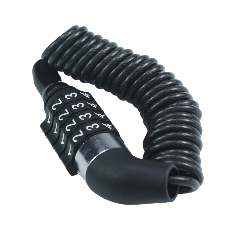  4-Digit Combination Helmet Lock, Portable Anti-Theft Steel Cable Lock for Motorcycle Bicycle Scooter Mountain Bike