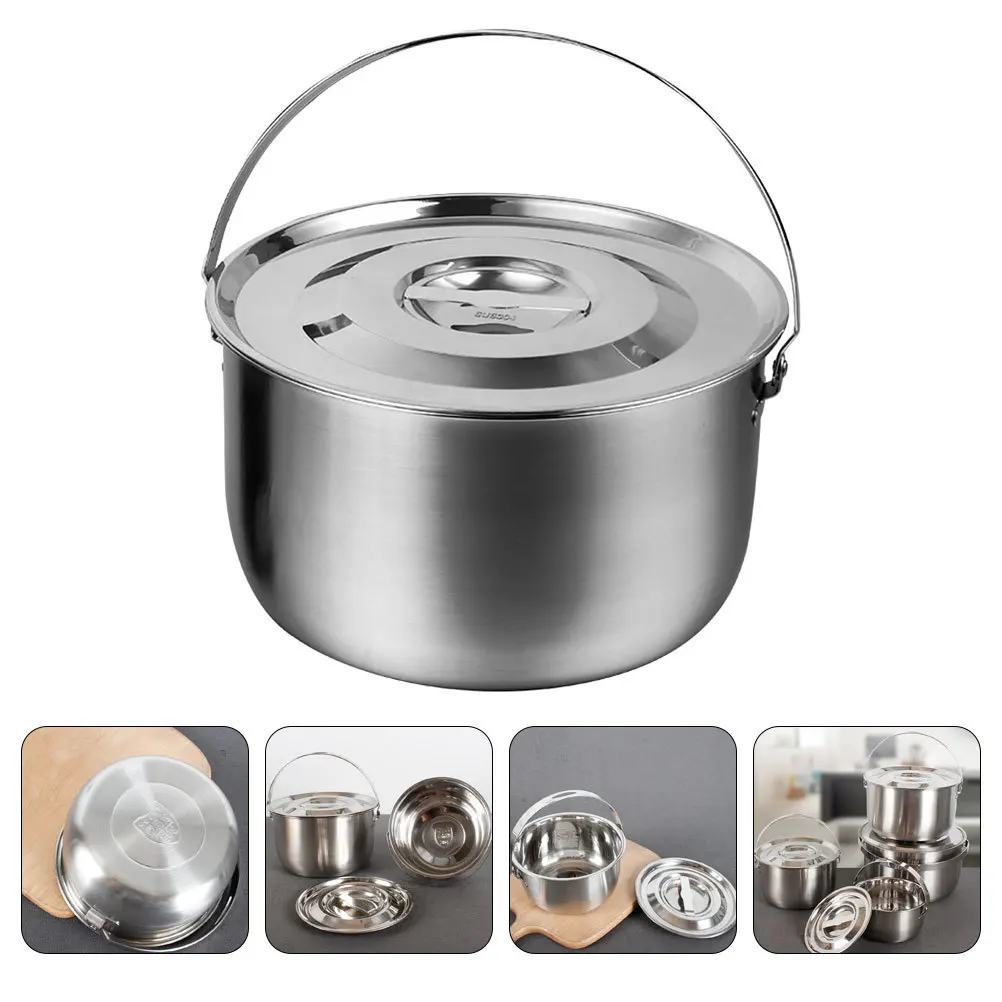 

Многофункциональная раковина для хранения из нержавеющей стали с крышкой. Прочный кухонный контейнер для смешивания для приготовления пищи и хранения ингредиентов.