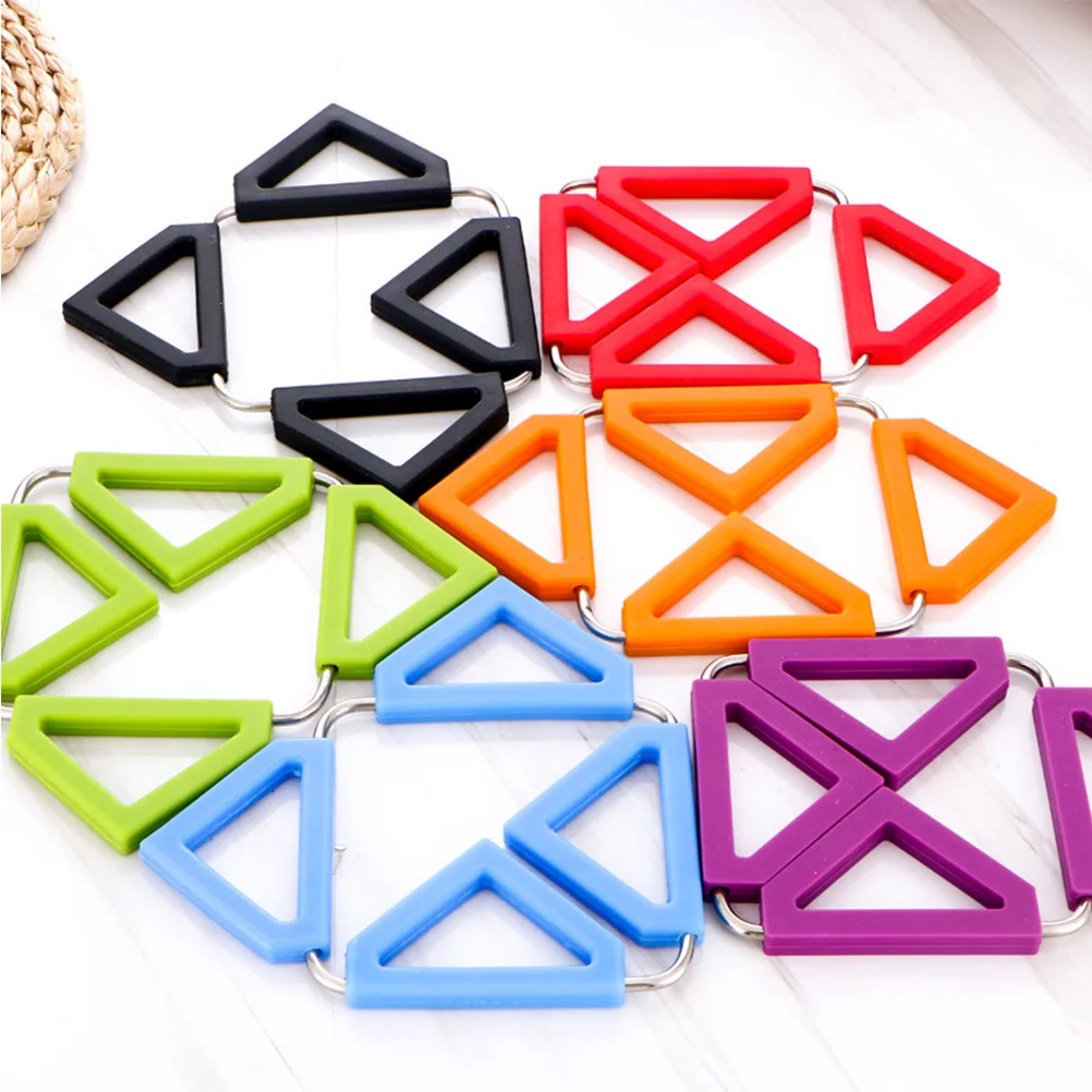 

2 pcs Silicone Coated Stainless Steel Trivet Mat Heat Resistant Non-Slip Foldable Pot Holder For Hot Pans Bowls Kitchen