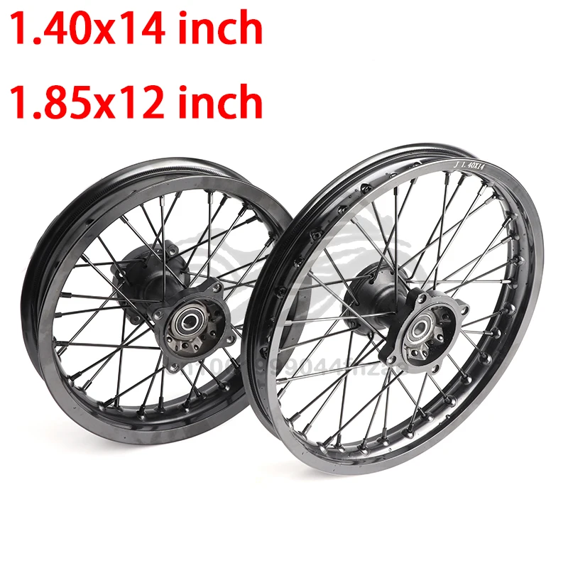 

12mm Front 1.40x14" inch Rear 1.85x12" inch Alloy Wheel Rim For 160cc 150CC Dirt Pit bike 12/14 inch wheel