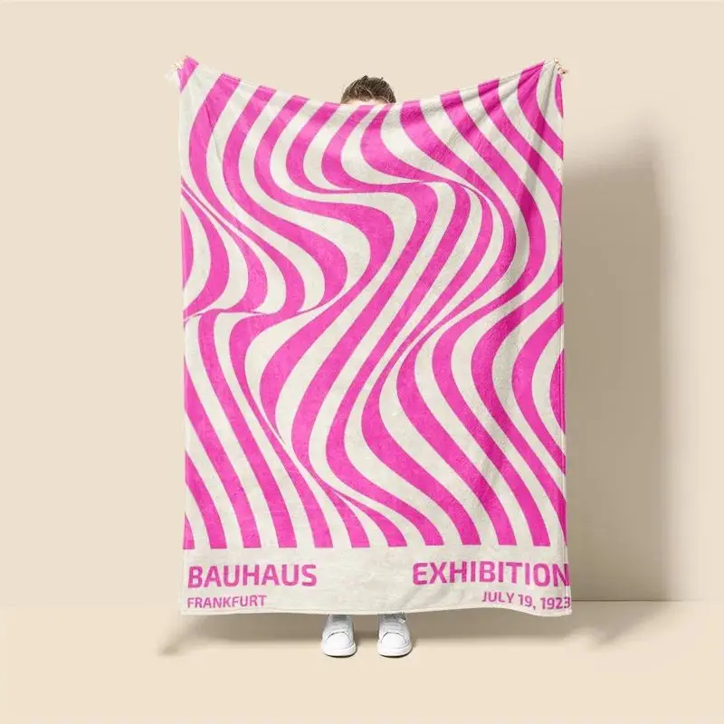 The Latest Morandi Solid-color Blanket Featuring Abstract Plant Graffiti Design, Nordic Minimalist Sofa Blanket