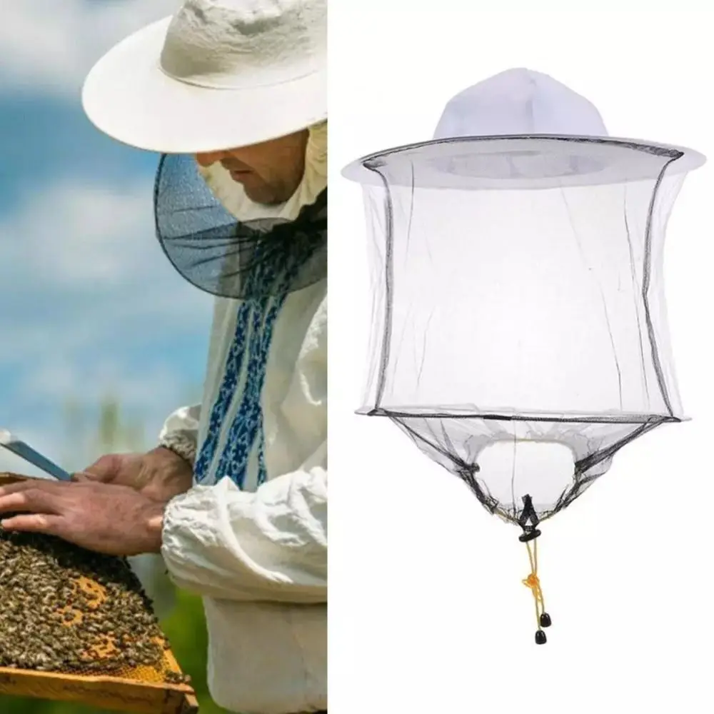 New Portable Beekeeper Cap Bee Insect Fly Outdoor Sunscreen Bucket Hat Mesh Hat with Net Head Mask Cap Insect Proof Cap