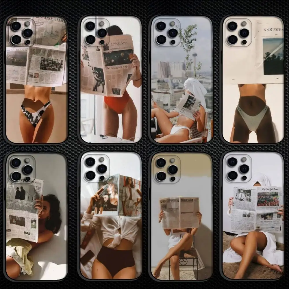 

Newspaper in the face Phone Case For iPhone 16,15,14,13,12,11 Plus,Pro Max, Others Soft Black Cover