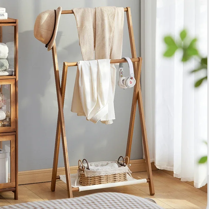 Bathroom Foldable Rack Clothes Hanging Rack Bedroom Bedside Floor Storage Rack Modern Residential Foldable Rack