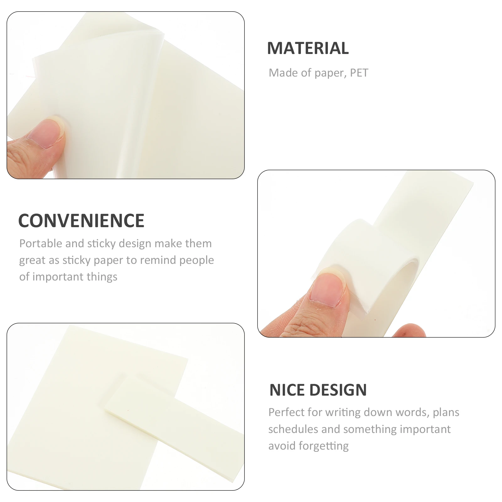 

8 Bags Transparent Adhesive Memo Paper Diy Pocket Notepaper Book Office School Reminder Notes Clear Message Pads