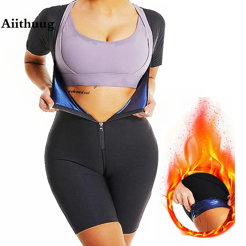 Aiithuug Sauna Sweat Suits Polymer Sweat Suit Waist Trainer Suits Hot Sweating Fat Burn Suit Slimming Corsets Weight Loss Corset