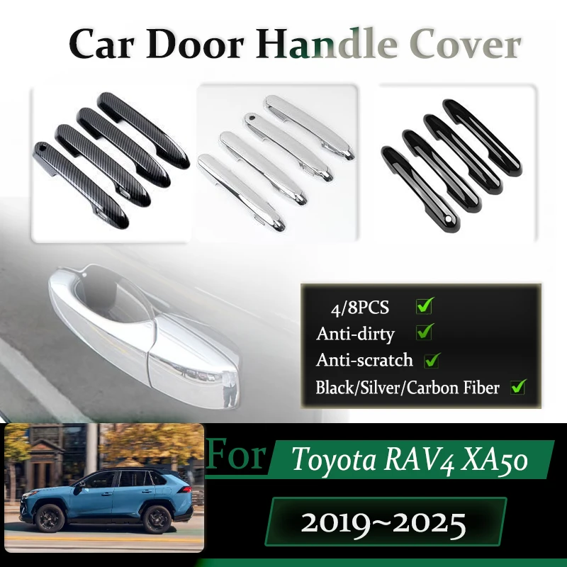 

For Toyota RAV4 XA50 Wildlander Suzuki Across 2019~2025 Car Door Handle Cover ABS Chromium Pads Chrome Trim Stickers Accessories