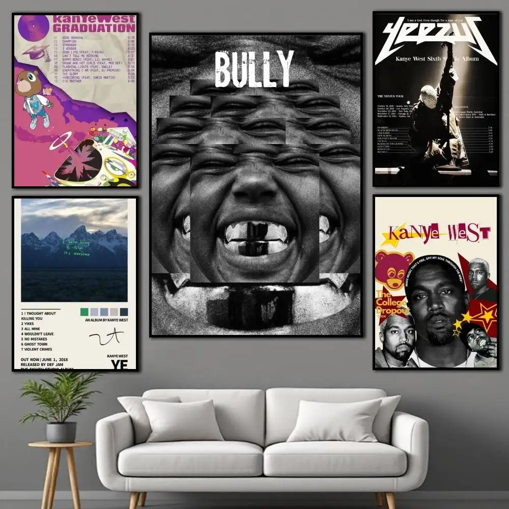 

NEW Album K-KANYE B-Bully-y Poster Self-adhesive Art Waterproof Paper Sticker Coffee House Bar Room Wall Decor