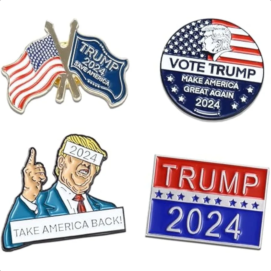 

Шпильки Trump 2024, эмалированные булавки Trump Merch, объемная брошь Trump, булавка с американским флагом, набор булавок для лацканов, подарки для мужчин