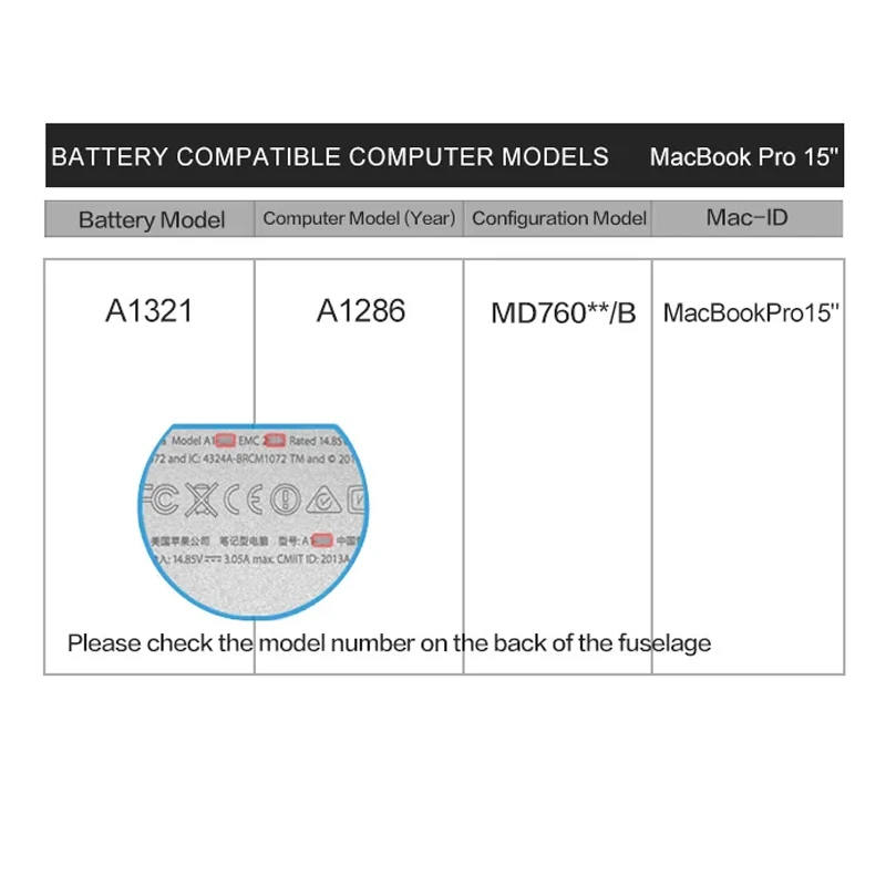 Nobi A1321 Batterij Voor Apple Macbook Pro 15 "A1286 2009 2010 Versie 020-6380-a Mc118ll/Een Mc372 Mc371 Mb985 Mb96ll/A Baterias