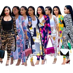 2024 New African Print Elastic Bazin Baggy Pants Rock Style Dashiki SLeeve Famous Suit For Lady women coat and leggings 2pcs/set