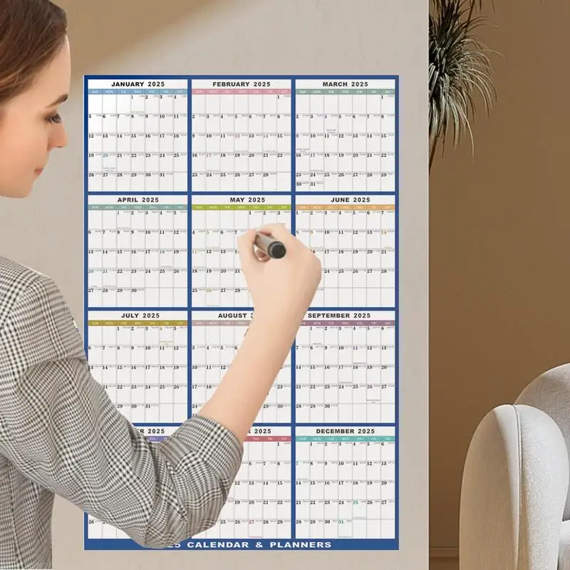 Dry Erase Monthly Calendar Erasable 2025 Calendar Planner for Wall 12 Month Wet Dry Erase Calendar for Planning Schedules