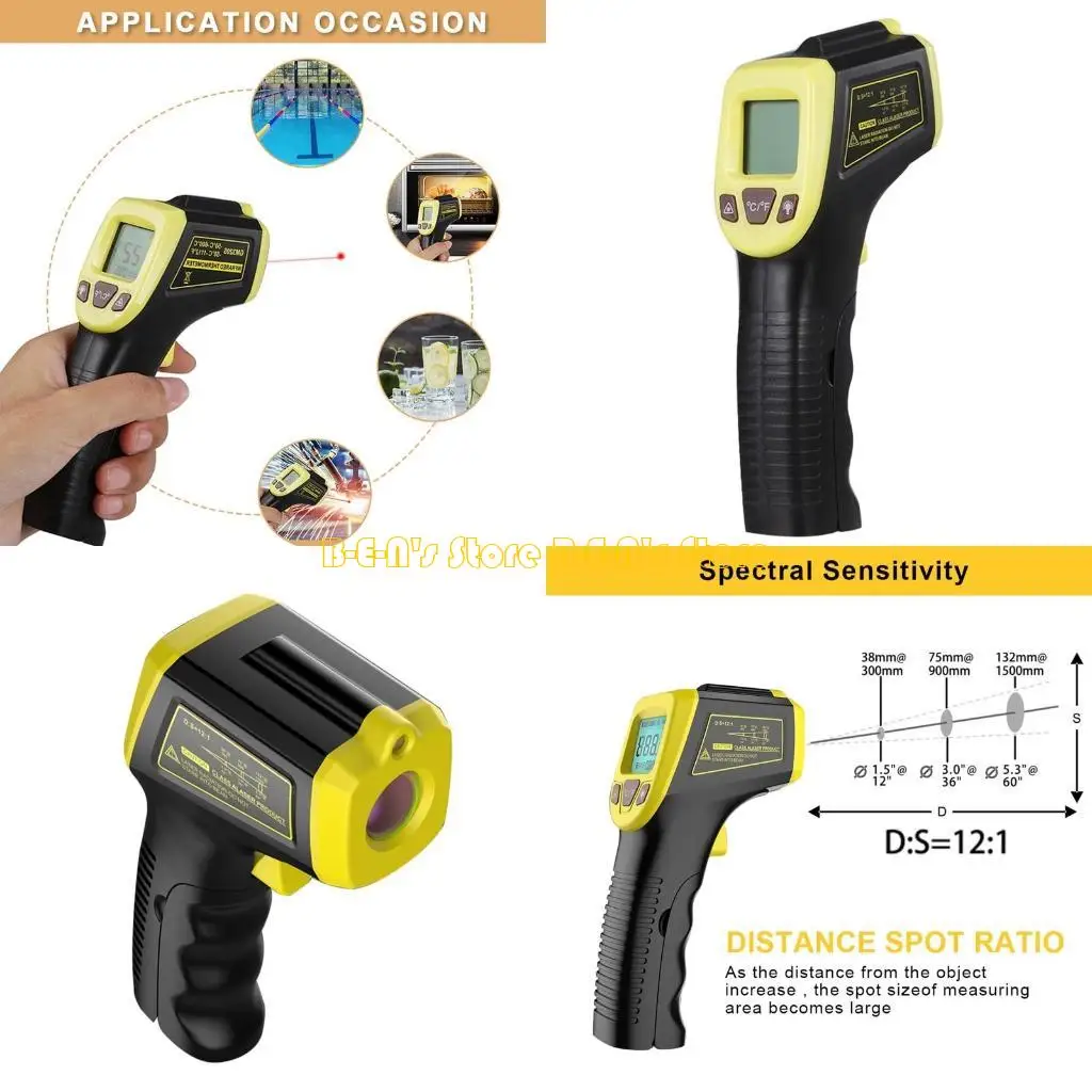 

Y1AD Non-Contact Pyrometer 600℃ /1112℉ IR High Temperature with LCD Display GM320