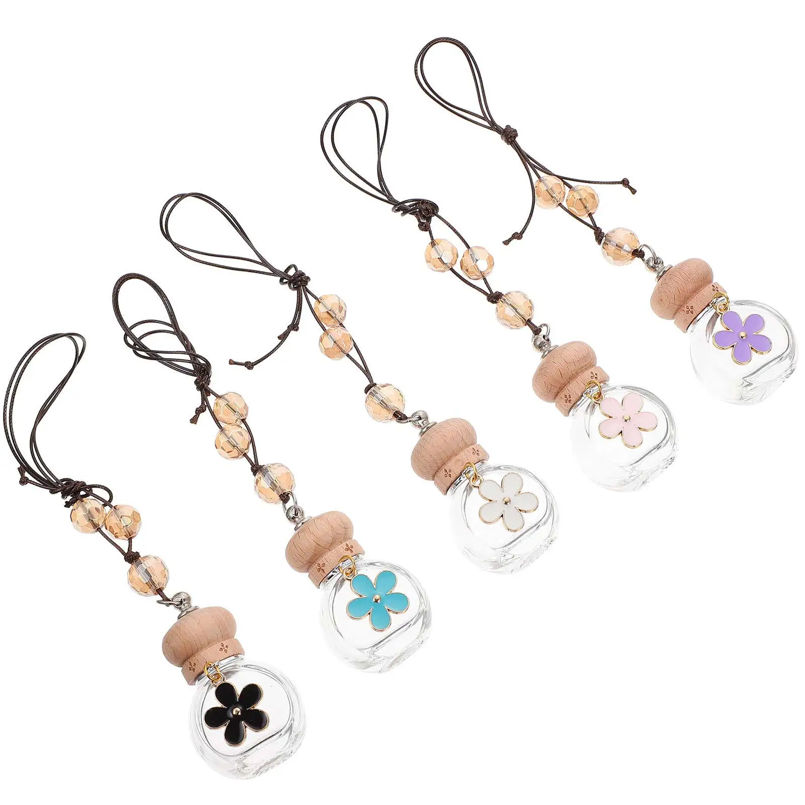 

5pcs 8Ml Perfume Bottle Pendant Car Freshener Aromatherapy Diffuser Hanging Essential Oil Bottle For Car Indoor Decor Gift