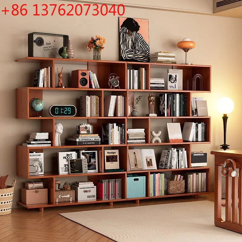 

Solid wood bookshelf floor-to-ceiling storage creative bookcase storage wall display rack