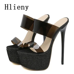 Hlieny New Fashion PVC przezroczyste sandały na platformie letnie damskie z wystającym palcem buty na obcasie sandały damskie buty do tańca suwaki