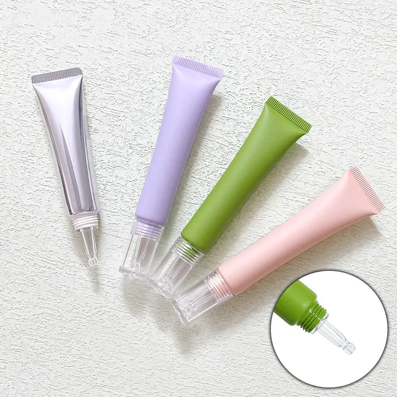 Wholesale 10/15/20ml Empty Cosmetic Soft Tubes Acrylic Water Drop Lid Essence Oil Hyaluronic Acid Stock Gel Dropper Bottle