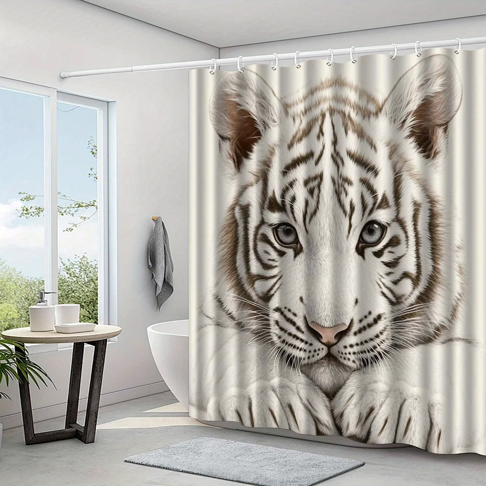 JIT1pcs Cute Tiger Pattern Shower Curtain, High End Elegant Bathroom Curtain, Bathroom Decoration Pattern