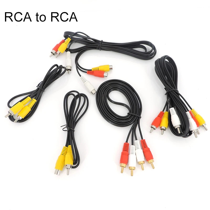 Audio 2 3 RCA Cable male to 2 3 RCA female Jack Plug Stereo to 2RCA 3RCA Socket AV Adapter connector cord  Media Player