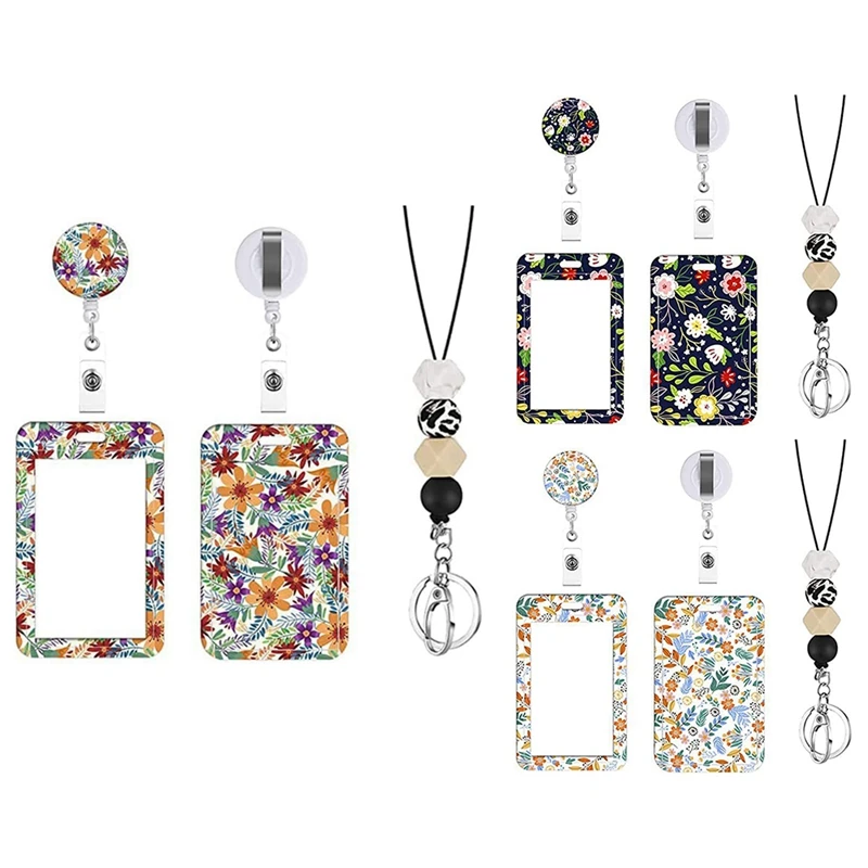 

Cute Floral Lanyards For Id Badge Holder,ID Card Holder With Beaded Lanyard,ID Badge Holder Nurse Teacher Office Gifts