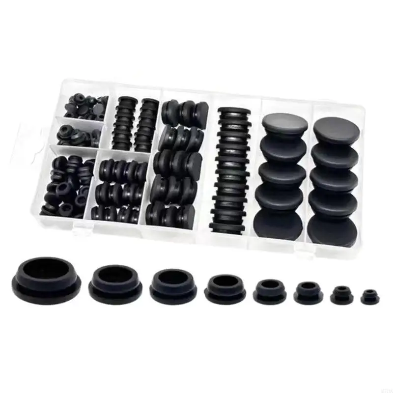 M7DA 125pcs ناعمة مرنة الثقب المطاط المقابس 8 حماية الأثاث الحجم الأختام الحلق