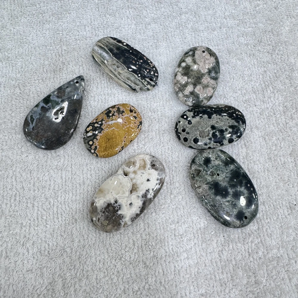 

Wholesale 5pcs/pack Genuine Ocean Agate Jasper Bead Mixed 20-45mm Irregular Shape Semi-Precious Gemstone Jewlery Pendant