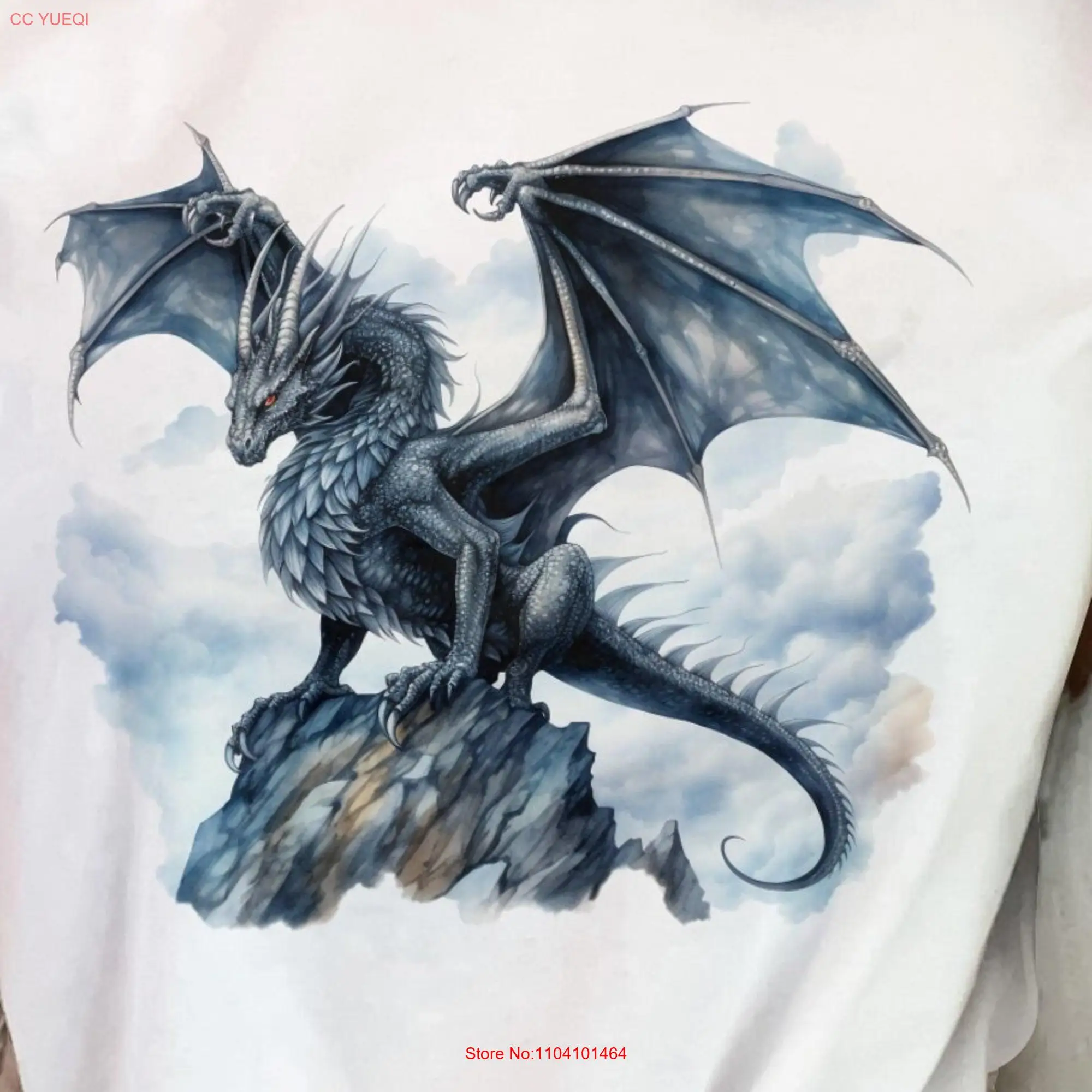 Dragon T Shirt Lover Mythical Fantasy Wings Black with long or short sleeves