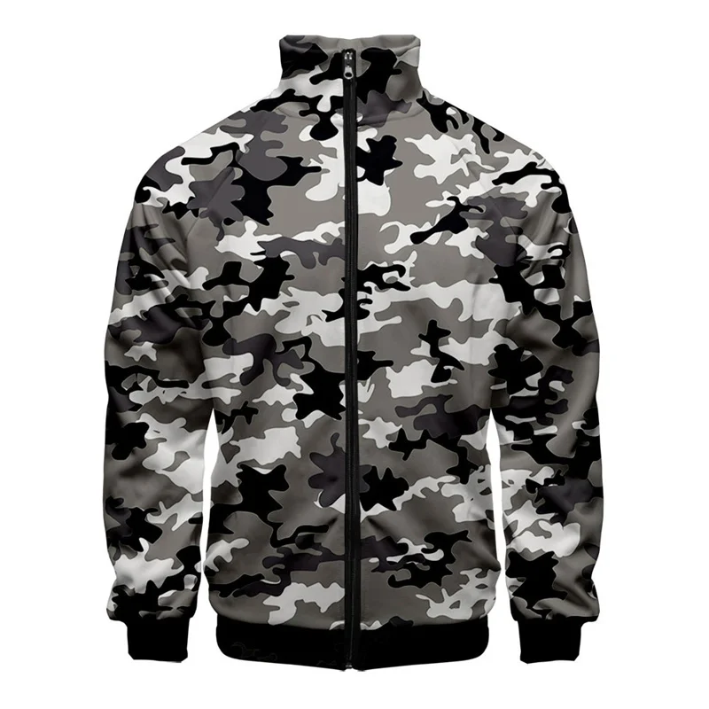 Camouflage 3d Printed Jacket For Men Cool Street Sports Fitness Oversized Coat Spring Autumn Tops Zipper Jackets Male Clothes