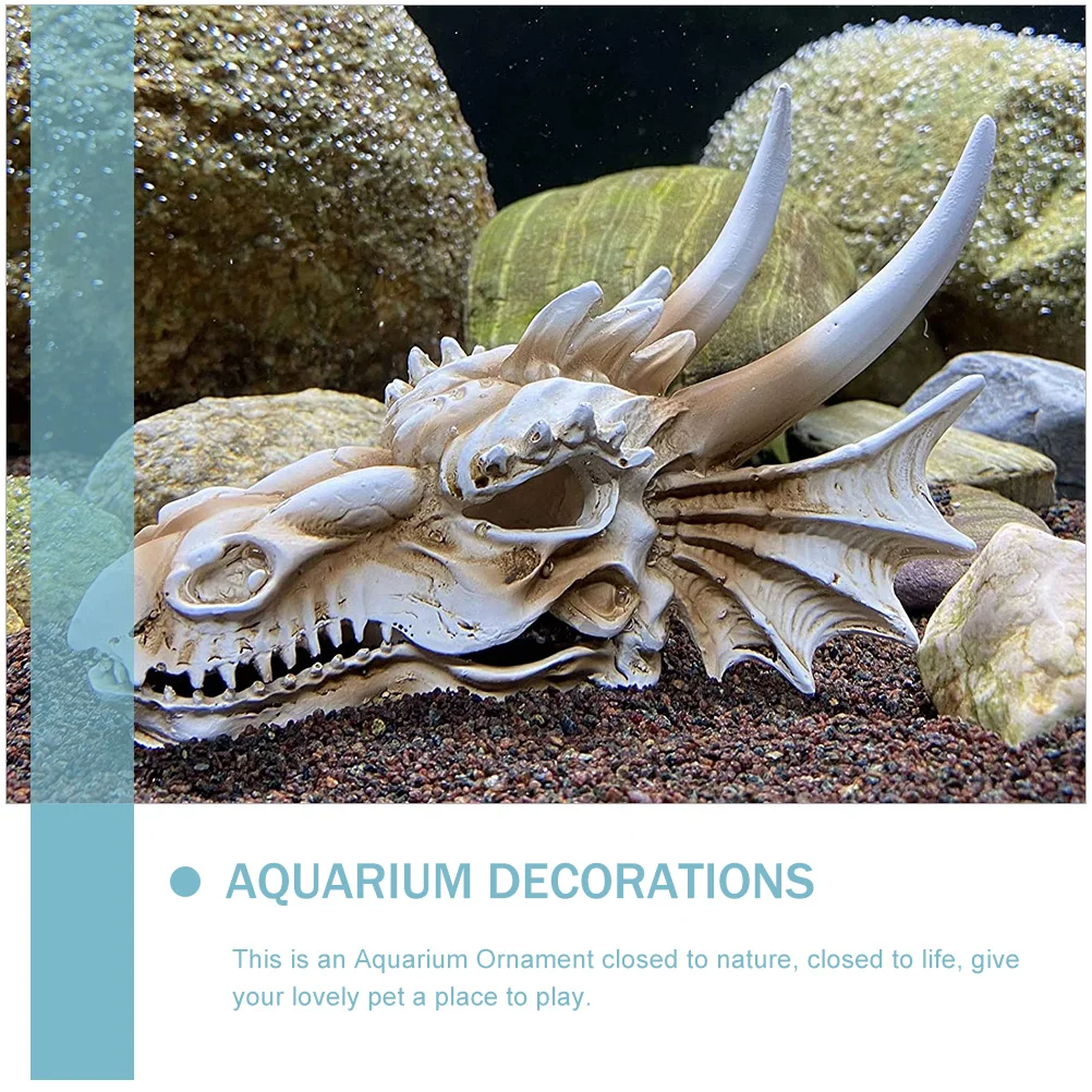 

Dragon Model Fish Tank Decoration Resin Aquarium nament Dinosaur Skull Shrimp Hideout Hiding Cave Pet Supplies Lifelike