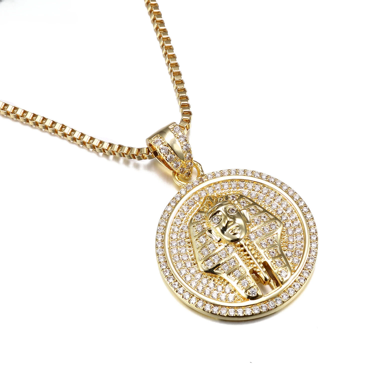 Cz Pendant Necklace Diamond Hip Hop  Round Portrait Jewelry Purchasing for Men