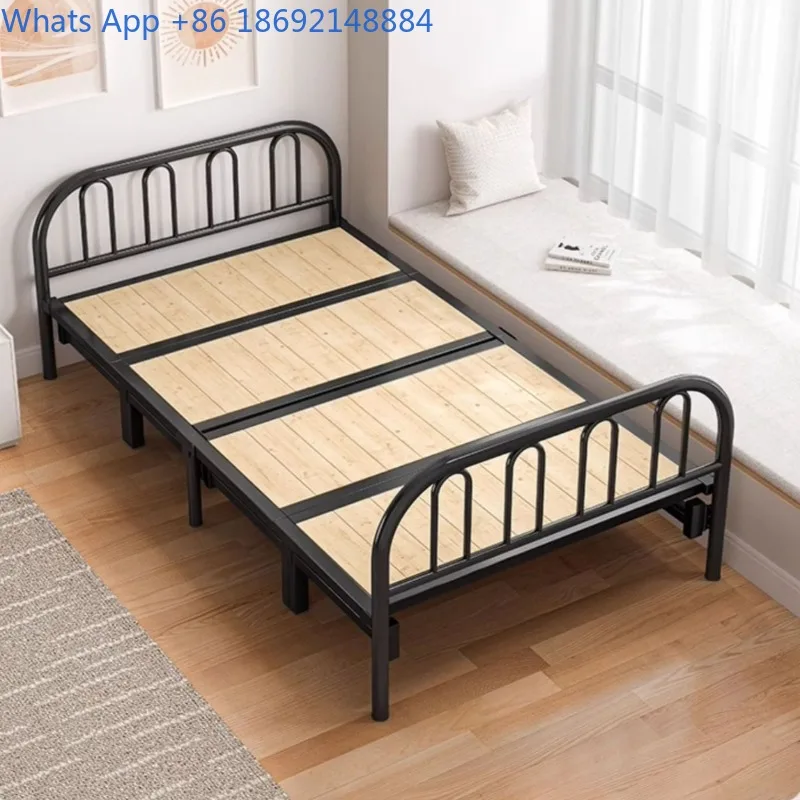 Foldable Single Bed Adult Household 1.2m Simple Bed Rental Room Reinforced Hard Board Double Bed