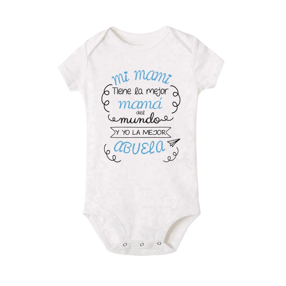 My Mom Has The Best Mom in The World and I Have The Best Grandmother Baby Bodysuit Infant Short Sleeve Jumpsuit Newborn Romper