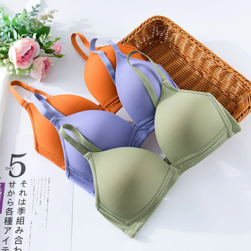 Women Bra Seamless Push Up Tops Sexy Underwear Wireless AB Cup Bras Comfort Lingerie Solid Color Fashion Female Gather Bralette