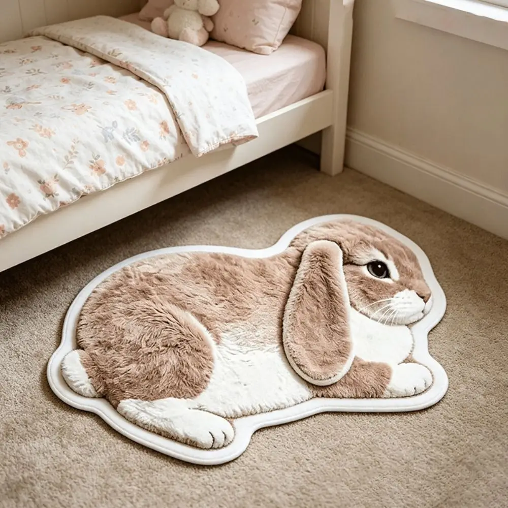 Fun Water Absorbent Rabbit Shape Rug Soft Washable Irregular Shape Bath Mat Rug Floor Mat Home Decoration