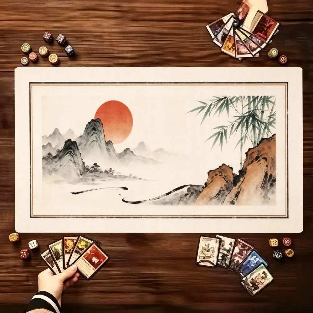 Chinese Sunrise Mountain Bamboo Mouse Pad Desk Mat Smooth Glide Large Size Non Slip Rubber Base For Home Office