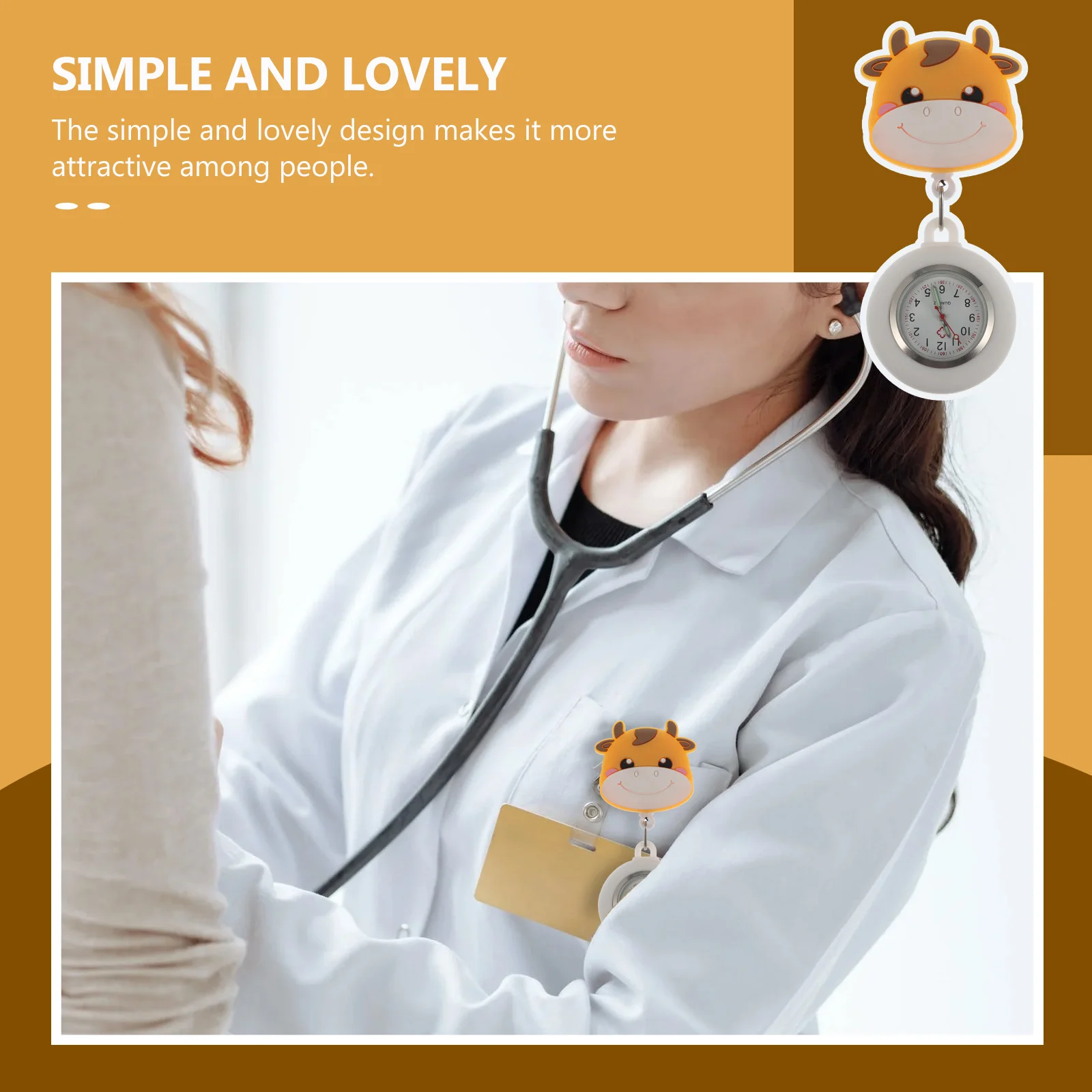 

1Pcs Cartoon Pocket Watch Retractable Buckle Hanging Watch Smooth Hand Wash Friendly Lightweight Nurse Style Portable Timekeeper