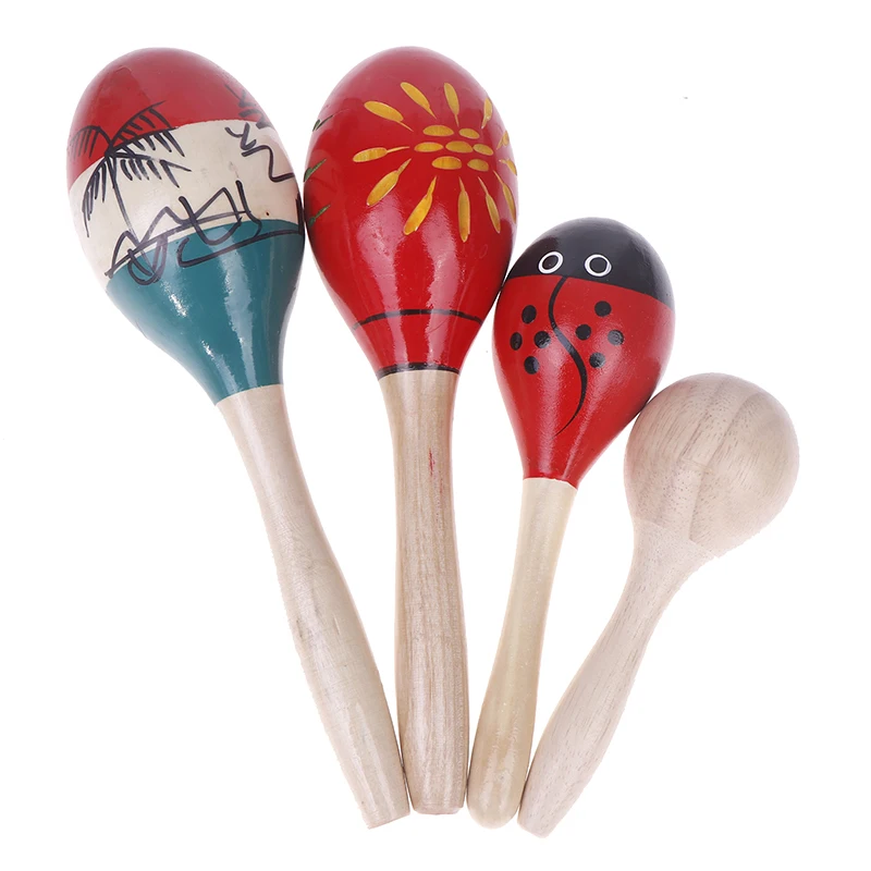 2PCS 귀여운 나무 마라카스 모래 망치 나무 파티 타악기 셰이커 모래 망치 뮤지컬 파티 어린이 셰이커 게임 장난감