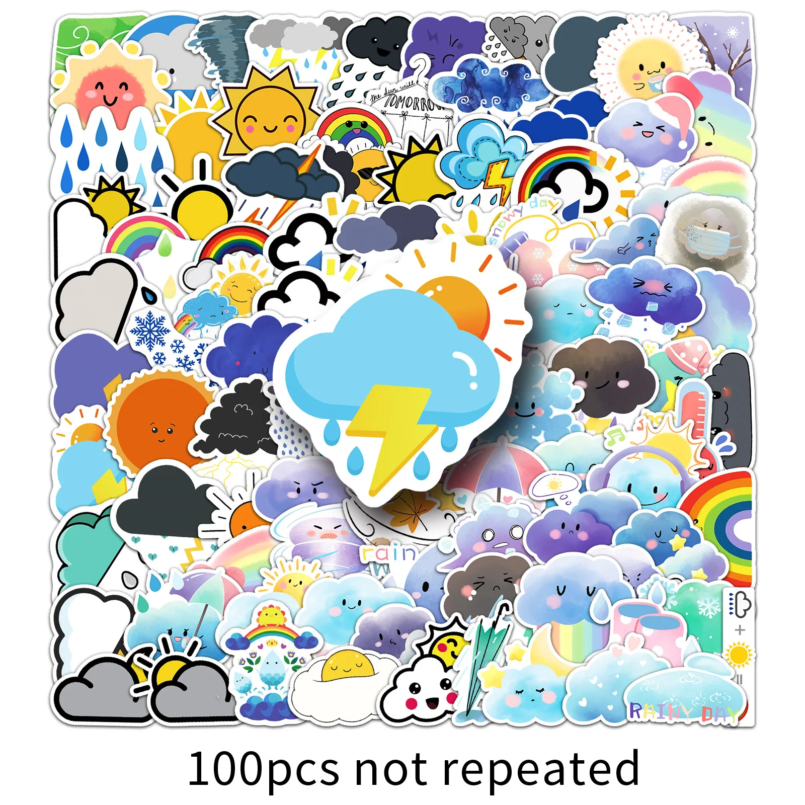 10/30/50/100pcs Weather Graffiti Sticker Cartoon Creativity Decal For Guitar Fridge Notebook Water Bottle Waterproof Sticker