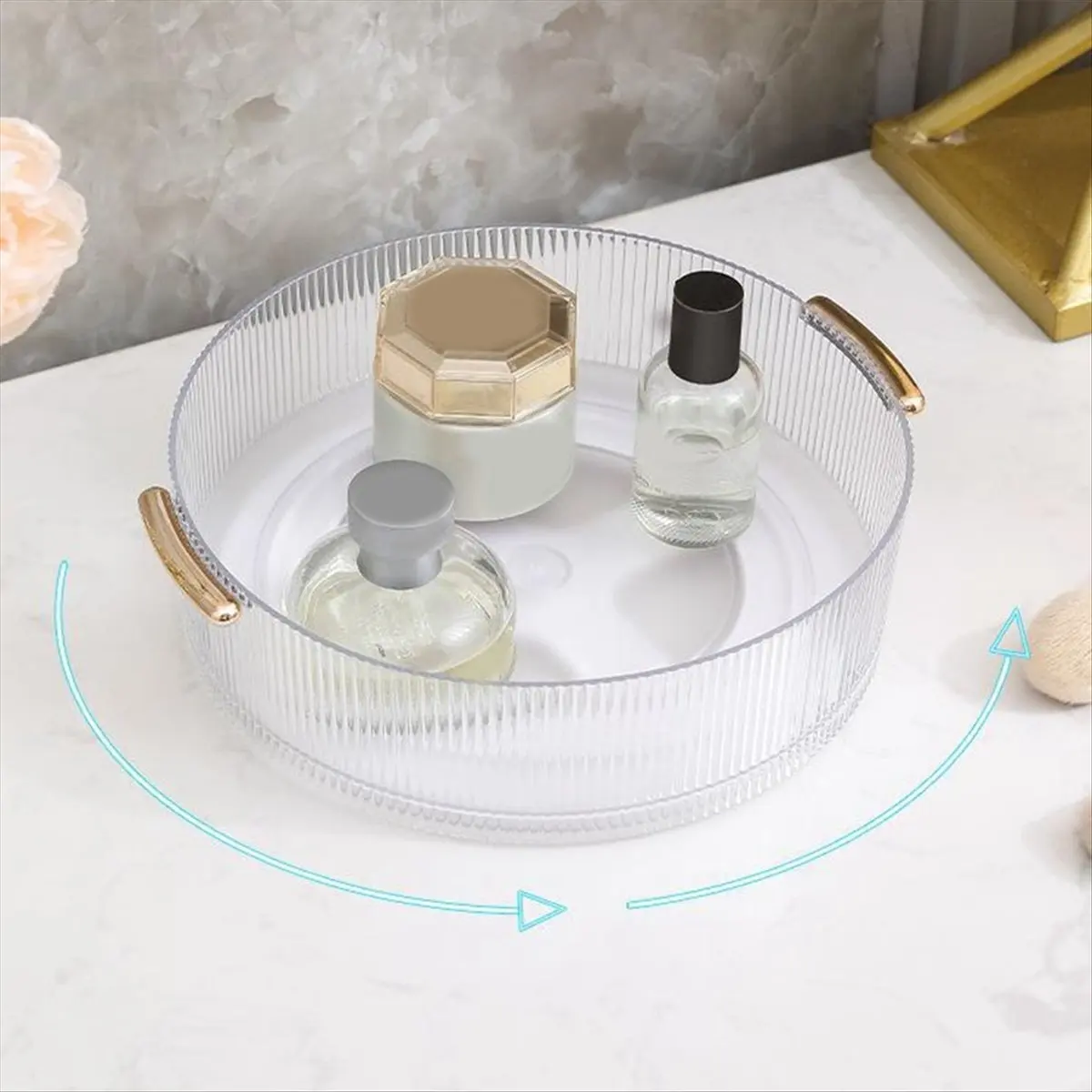 HITL 360° Rotating Makeup Organizer for Vanity,Revolving Perfume Skincare Organizers, Bathroom Organizer Countertop-A