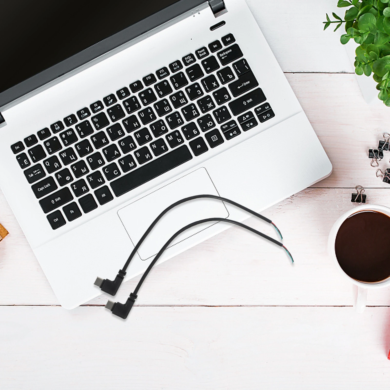 

4 Pcs Charging Cable USB Data Coiled Unbreakable Small Charge Right Angle Extension Black Plug