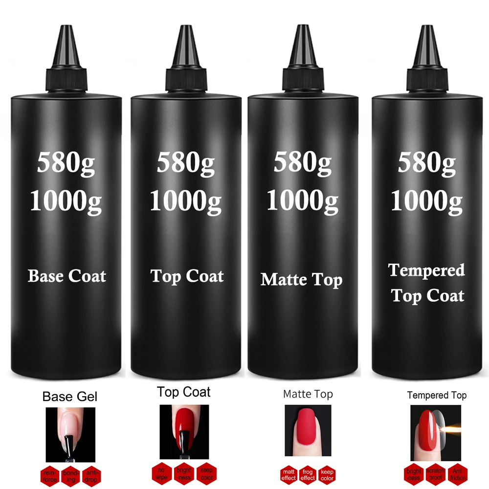 580g/1KG Super Shinny Top Coat UV Base Gel Polish Matte Top Coat Reinforce Gel Long Lasting Shinning Soak Off Nail Art Varnish