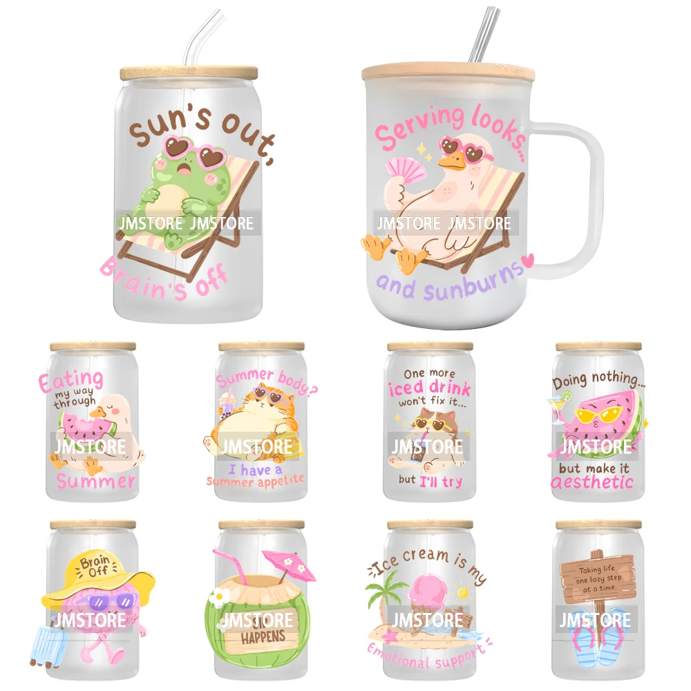 Cute Book Lover Summer Beach Quotes UV DTF Cup Decals Waterproof Ready To Apply Transfer Stickers For 16OZ Tumbler Cup Bottle