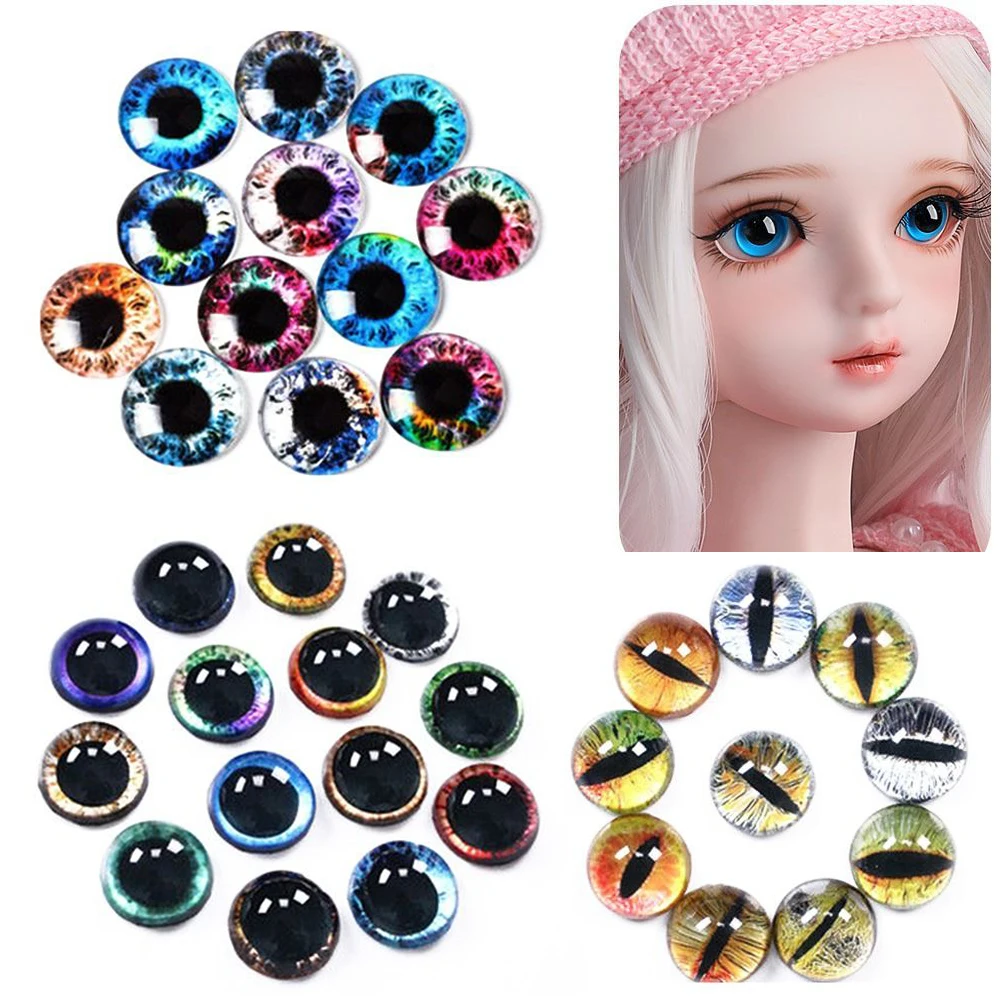 50Pcs/25Pairs 8/10mm Doll Eyeballs Glass Dolls Eyes Time Gem Animal Eyes DIY Crafts Toy Dinosaur Funny Doll Accessories 10Styles