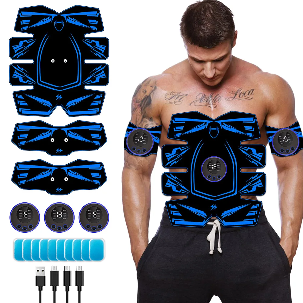 

EMS 8-Pad Ab Trainer and Muscle Stimulator with Vibration for Abdominal Toning, Home Fitness Equipment