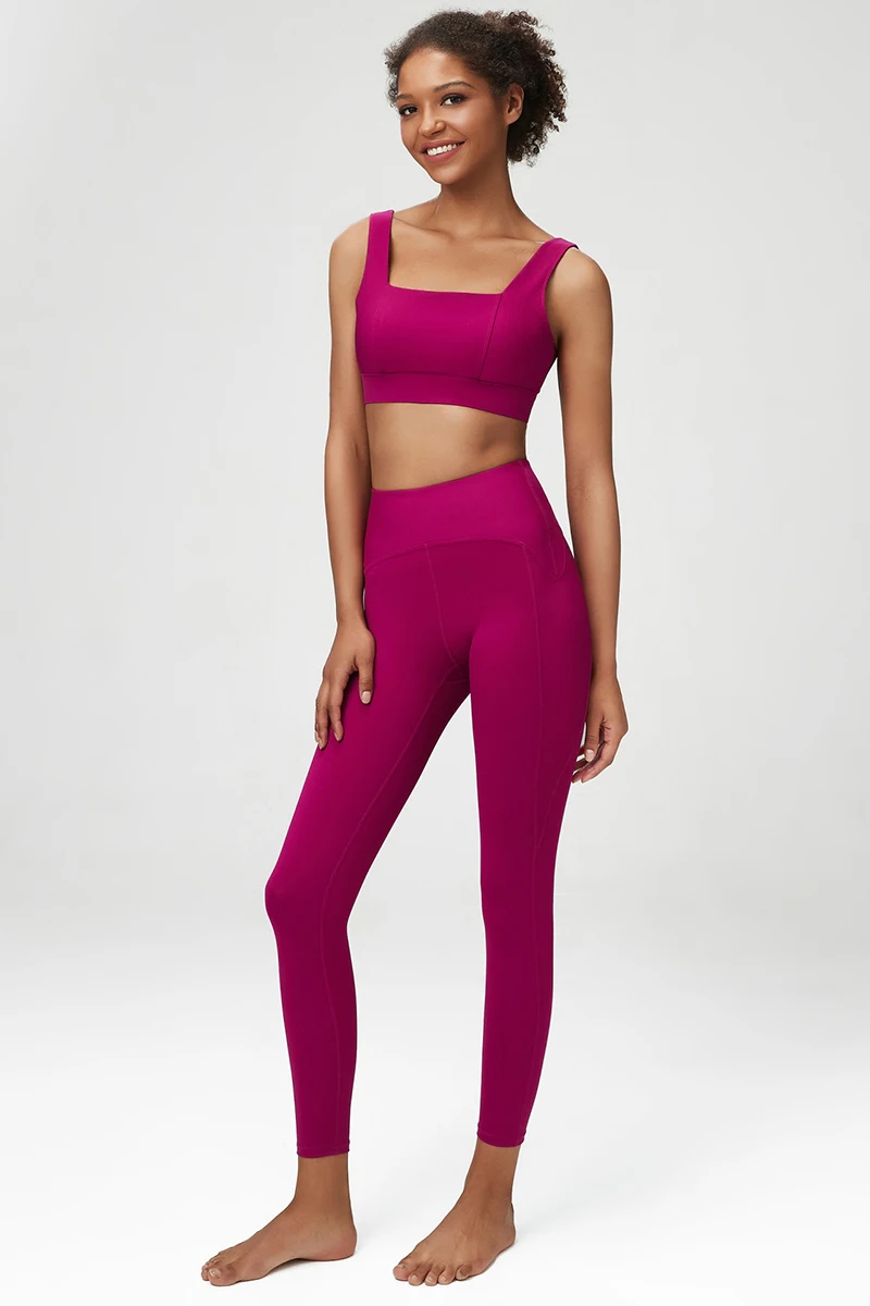 2/3 stück Fitness Yoga Set Frauen Einfarbig Stretch Sportlich Anzug Sexy Bh Zipper Jacke Hohe Taille Leggings Weibliche Sportswear – Detail 5