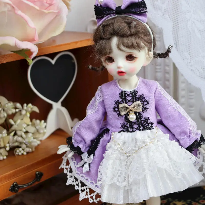 

BJD doll clothes suit for 1/4 1/6 blyth size bjd girl clothes cute purple suit doll accessories (two points)